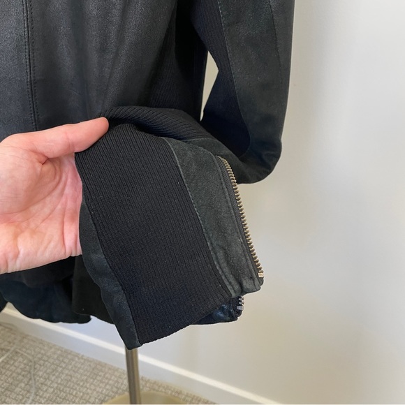 Vince Moto Leather Jacket with Ribbed Panels - Picture 7 of 16